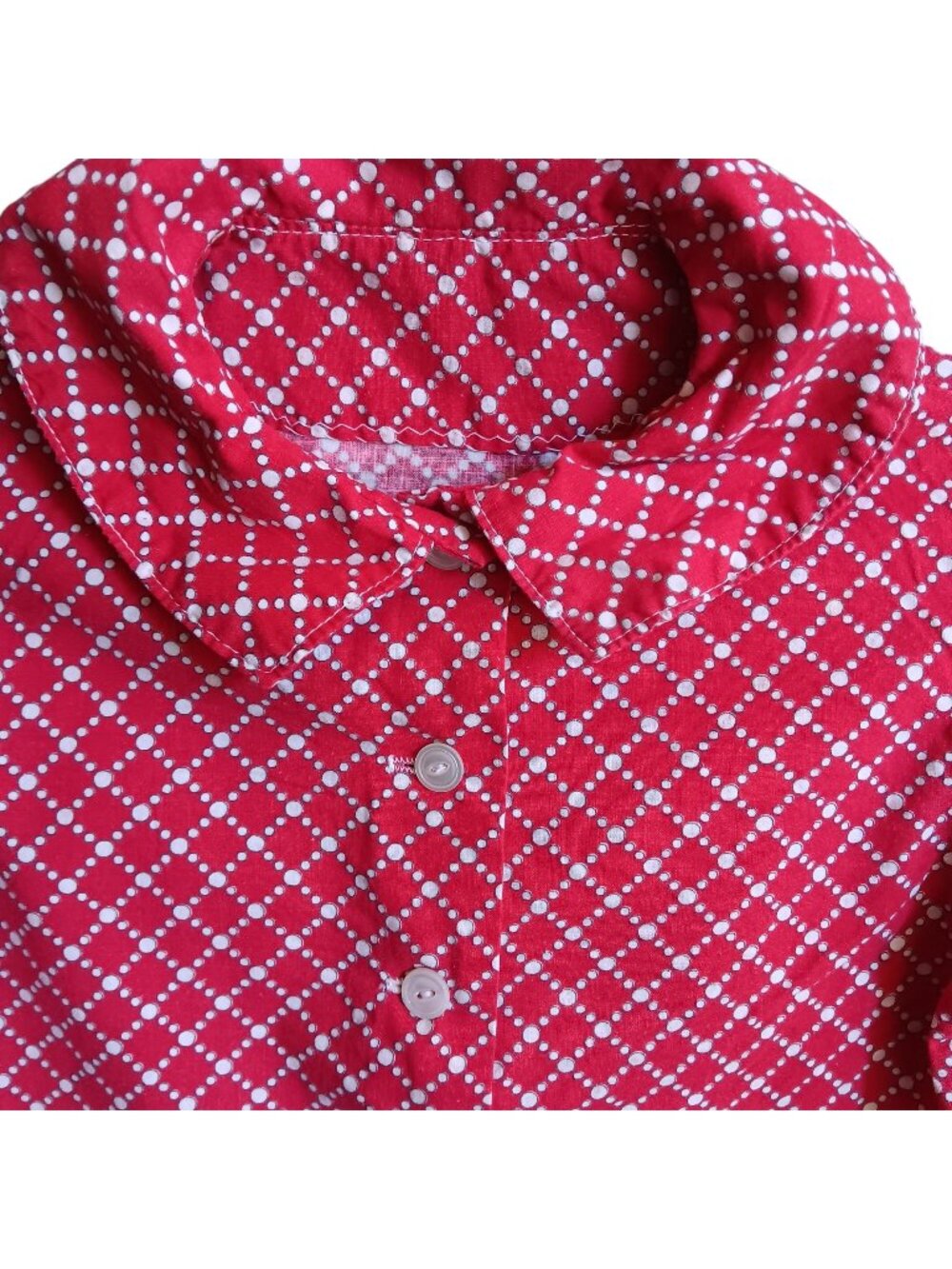 Girls 5 Vintage Top 1950's Red/White Polka Dot Peter Pan Collar Handmade 1OF1